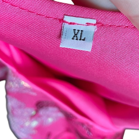 Pink Silver Sequin Embroidered Floral Preppy Barbie Glam Party Midi Dress - Picture 8 of 8